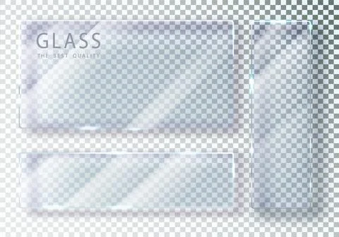 Set of transparent glass banners. Vector glass plates with place for 스톡 일러스트