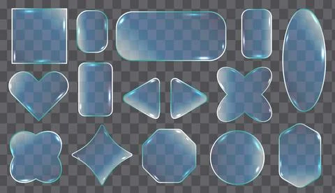 Set of transparent glass buttons in different shapes for digital design 库存插图