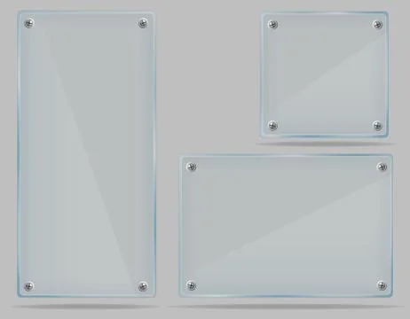 Set transparent glass plate vector illustration Stock Illustration
