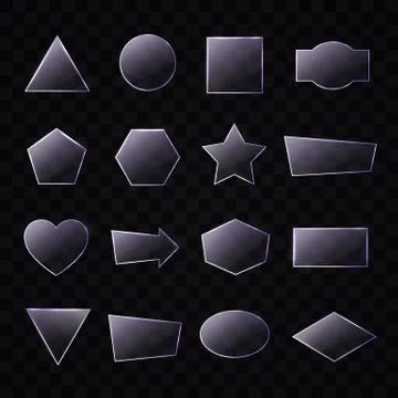 Set of transparent glass plates of different shape Stock Illustration