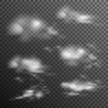 Set of transparent realistic clouds. Cloud vector illustration. Cloud vector Stock Illustration