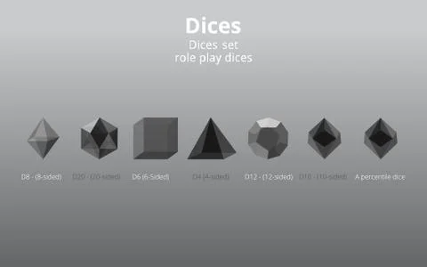 Set of transparent realistic  DIY d20 dices, rpg game realistic template for  Stock Illustration