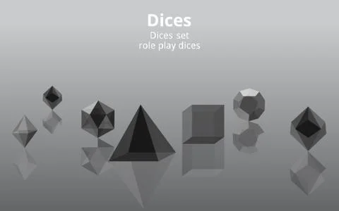 Set of transparent realistic  DIY d20 dices, rpg game realistic template for  Stock Illustration