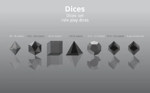Set of transparent realistic  DIY d20 dices, rpg game realistic template for  Stock Illustration