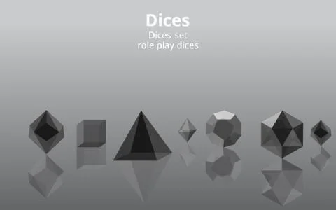 Set of transparent realistic  DIY d20 dices, rpg game realistic template for  Stock Illustration