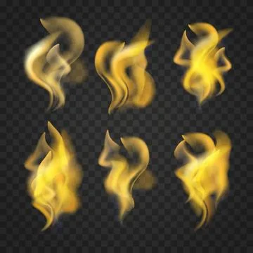 Set of transparent realistic fire flames Stock Illustration