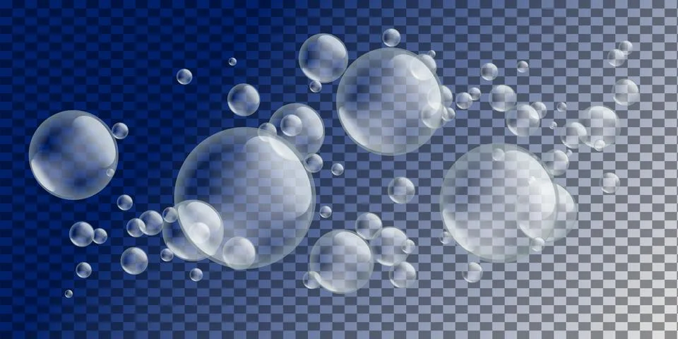 Set of transparent realistic simple bubbles. Stock Illustration