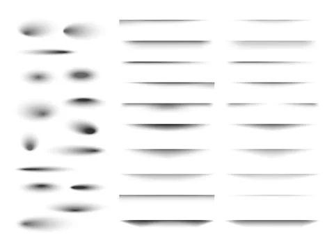 Set of transparent shadow with soft edges. Realistic shadow effect isolated o Illustrazione stock