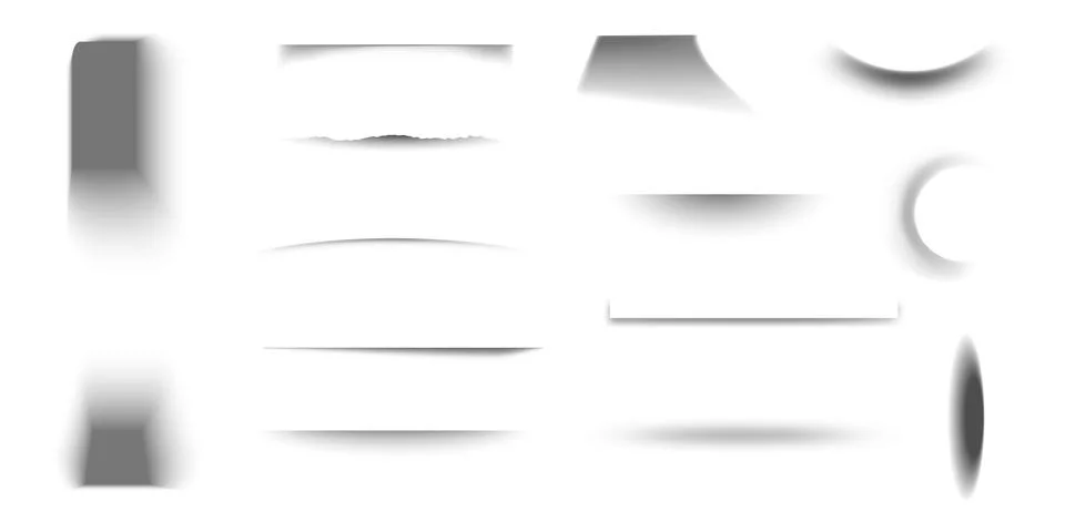 Set of transparent shadows. Shadow strips. Realistic shadow effect on a Stock Illustration