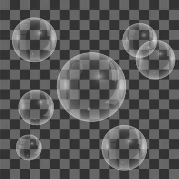 Set of Transparent Soap Water Bubbles Illustrazione stock