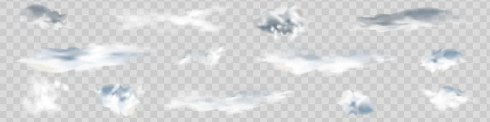 Set Transparent special effect stands out with fog or smoke. White cloud ve.. Stock Illustration