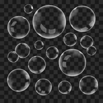 Set of transparent vector soap bubbles Illustrazione stock