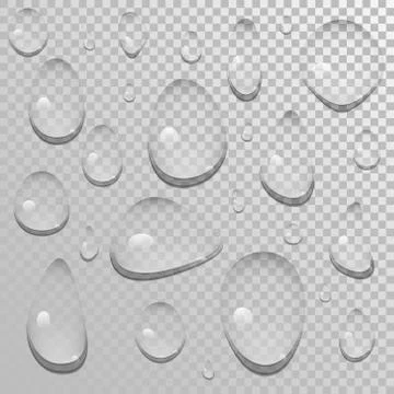 Set of transparent water drops 스톡 일러스트