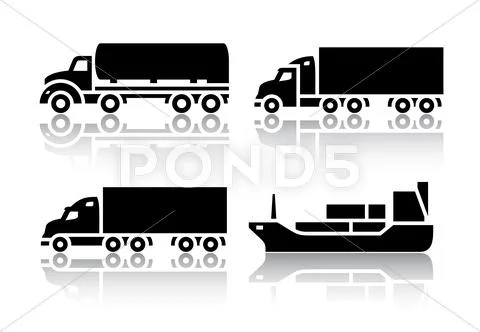 Set of transport icons - freight transport Stock Illustration