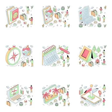 Set of Transport Isometric Illustrations Stock Illustration