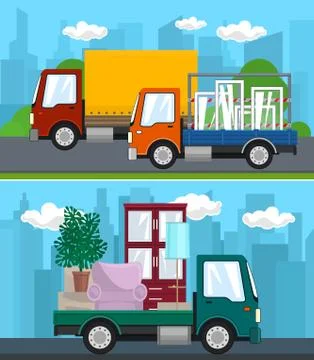 Set of Transportation Services and Logistics 스톡 일러스트