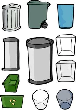 Set of Trash and Recycling Cans Stock Illustration