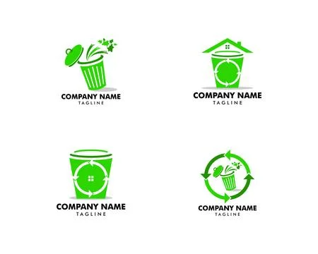 Set of Trash bin logo design template vector Stock Illustration