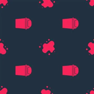 Set Trash can and Water spill on seamless pattern. Vector Stock Illustration