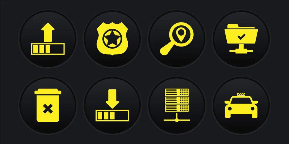 Set Trash can, FTP operation successful, Loading, Server, Data, Web Hosting Illustrazione stock