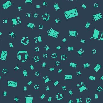 Set Trash can, Mail and e-mail, Headphones and Shopping cart on seamless pattern Ilustración de archivo