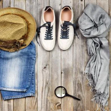 Set of travel items. Stock Photos