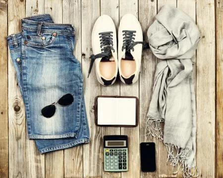 Set of travel items. Stock Photos