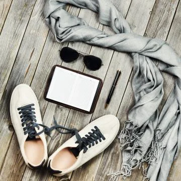 Set of travel items. Stock Photos