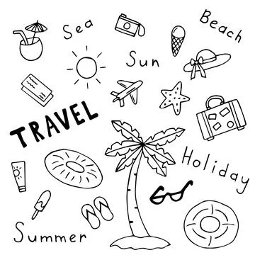 Set for travel, leisure. vector Stock Illustration