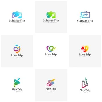 Set of Travel logo design Vector template Stock Illustration
