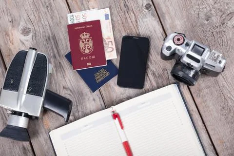 Set of travel stuff Stock Photos