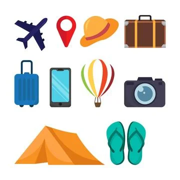 Set of traveling element vector illustration Stock Illustration