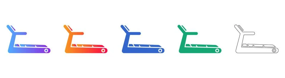 Set of Treadmill Icons in Gradient and Outline Styles Stock Illustration