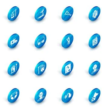 Set Treadmill machine, Crutch or crutches, Smart watch, Emergency car, Elevator Stock Illustration