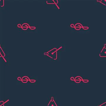 Set Treble clef and Triangle on seamless pattern. Vector Illustrazione stock
