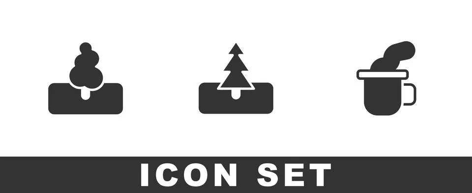 Set Tree, and Cup of tea icon. Vector Stock Illustration