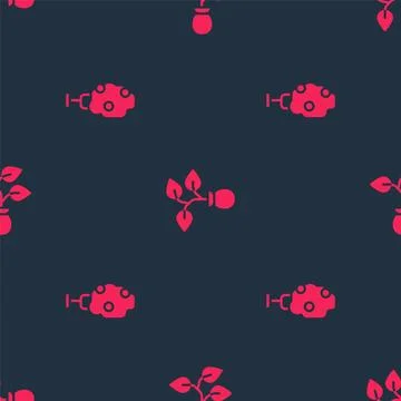 Set Tree with apple and Plant on seamless pattern. Vector Stock Illustration