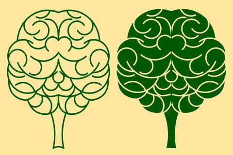 Set tree brain logo vector element for design Stock Illustration