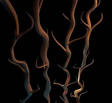 Set of tree branch silhouette, 3d illustration Stock Illustration