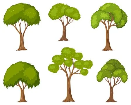 Set of tree in cartoon style Stock Illustration