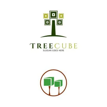 Set of Tree Cube Icon Vector Logo Template Illustration Design Stock Illustration