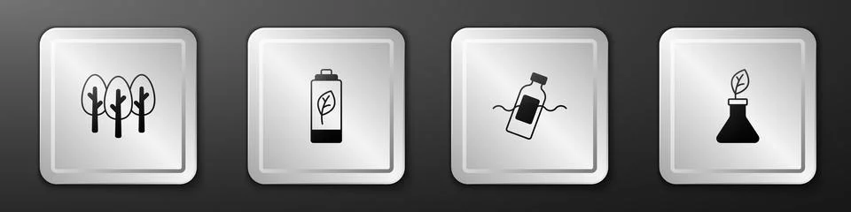 Set Tree, Eco nature leaf battery, The problem of pollution and Plant breed.. Stock-Illustration