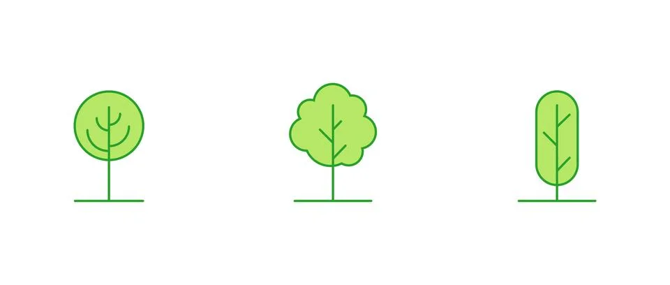 Set of tree flat design vector element. Flat green tree icons Stockillustratie