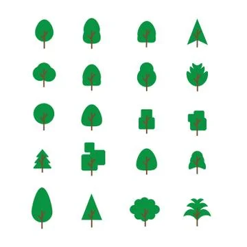 Set of tree in flat style Stock Illustration