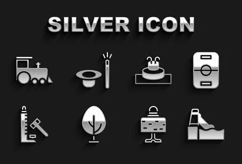 Set Tree, Hockey table, Water slide, Magic ball on, Striker attraction with Stock Illustration
