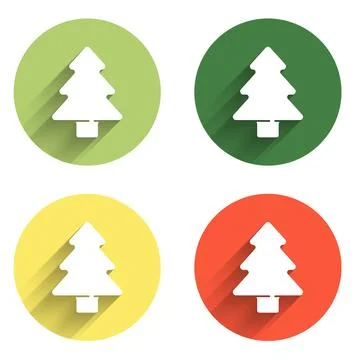 Set Tree icon isolated with long shadow background. Forest symbol. Color ci.. Stock Illustration