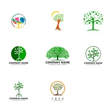 Set of Tree Icon Vector Logo Template Illustration Design Stock Illustration