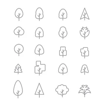 Set of tree in line style vector illustration Stock Illustration