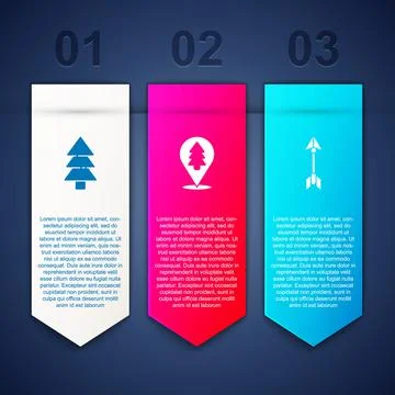 Set Tree, Location of the forest and Hipster arrow. Business infographic Stock Illustration