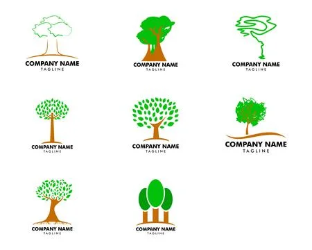 Set of Tree logo template vector icon illustration Stock Illustration